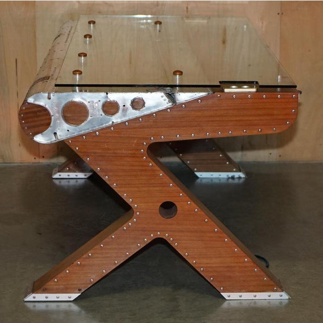 Gold T-28 A Trojan Aeroplane Wing Aviator Desk by Giancarlo De Astis For Sale - Image 8 of 18
