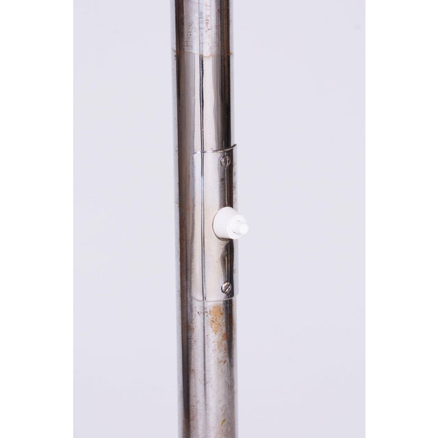 Bauhaus Floor Lamp in Steel and Milk Glass, Czechia, 1930s For Sale - Image 4 of 8