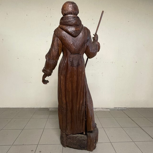 Brown 18th Century Baroque Wooden Sculpture of St. Francis of Assisi, Italy For Sale - Image 8 of 18