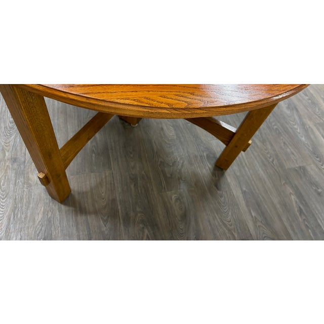 Wood Vintage Richardson Brothers Co Solid Oak 54 Inch Round Dining Table For Sale - Image 7 of 18