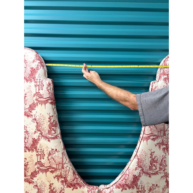 1980s Pair Custom Twin Upholstered High Peak Regency Chinoiserie Headboards For Sale In Miami - Image 6 of 11