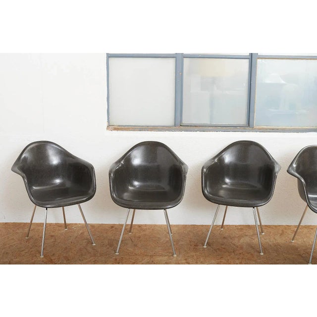 Armchair with Chrome-Plated Tubular Steel H-Base Frame and Dark Brown Fiberglass Shell by Ray and Charles Eames for Vitra, 1948 For Sale - Image 11 of 13