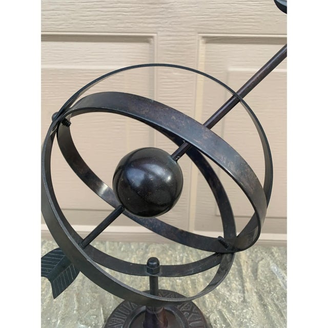 French Country Late 20th Century Black Iron Armillary Globe Sculpture – Traditional Landscape & Garden Decor For Sale - Image 3 of 8