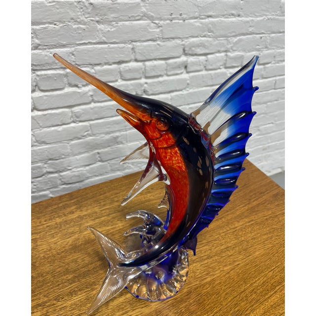 Contemporary Vintage Hand Blown Murano Glass Marlin Sculpture For Sale - Image 3 of 10
