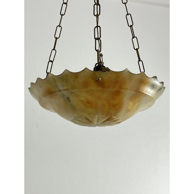 Mid-Century Art Deco Pendant in Alabaster, 1940s For Sale - Image 4 of 13