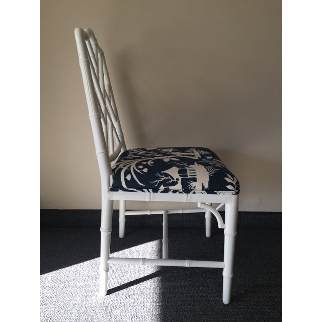 Chippendale White Bamboo Chairs Set of 4 Chairish