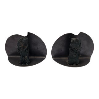 Vintage Brutalist Folk Art Metal Bookends - a Pair For Sale