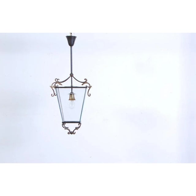 Glass Vintage Suspension Light in Ground Glass, 1950s For Sale - Image 7 of 8