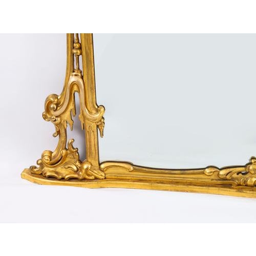 Large Antique 19th Century Rococo Revival Giltwood Wall Mirror, 1850s For Sale - Image 5 of 12