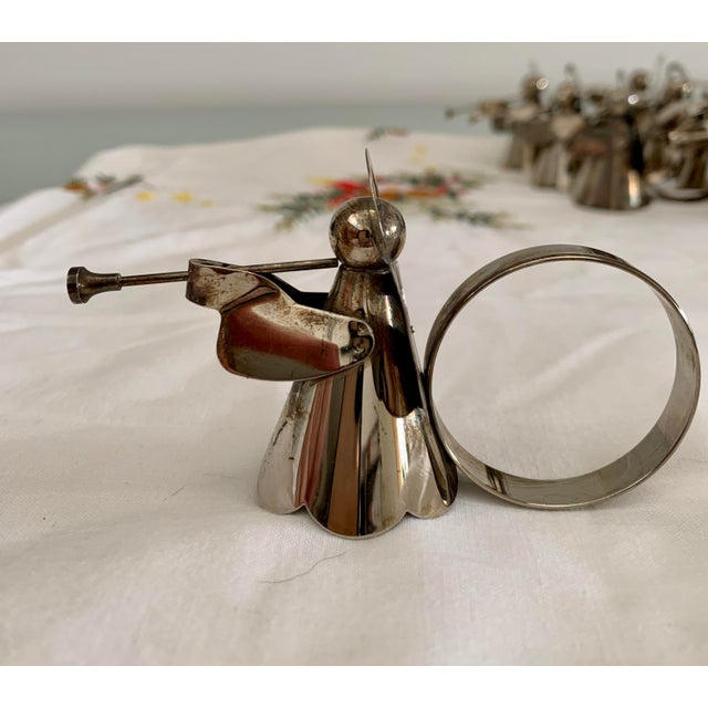 Late 20th Century Christmas Vintage Silver Plate Heralding Angels Napkin Rings - Set of 8 For Sale - Image 5 of 5