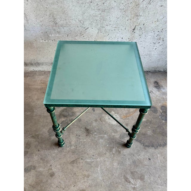 1970s Vintage Sculptural Iron Side Table After Giacometti, Verdigris Finish For Sale - Image 5 of 5