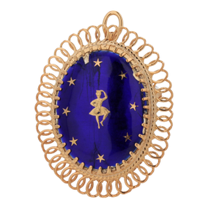 Vintage 14k Yellow Gold Enamel Dancer Convertible Brooch Pendant French