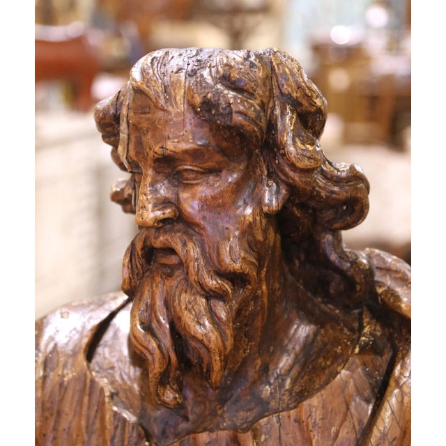 Mid-17th Century French Carved Walnut Bust of Saint Paul For Sale - Image 4 of 13