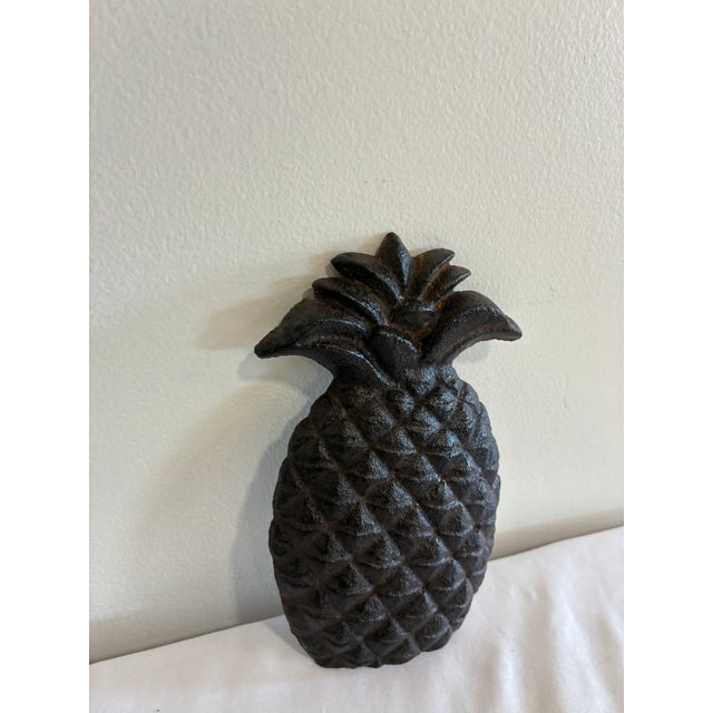 Metal Vintage Cast Iron Pineapple For Sale - Image 7 of 9