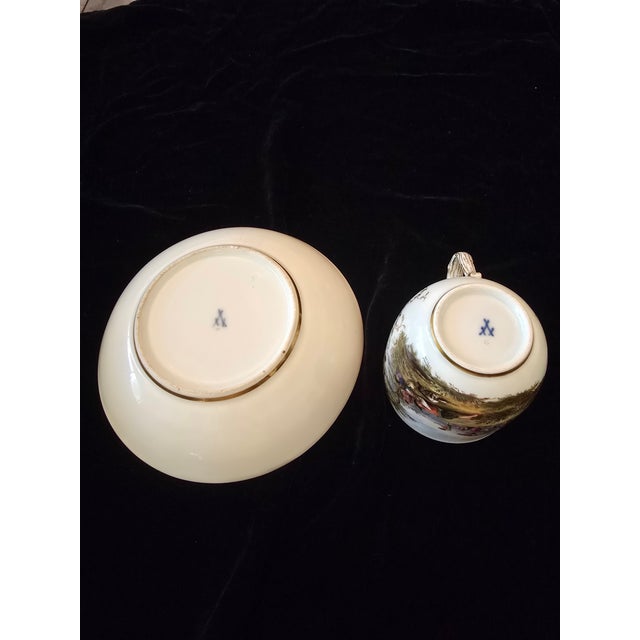 Antique Meissen Porcelain Scenic Cup & Saucer For Sale In Boston - Image 6 of 11