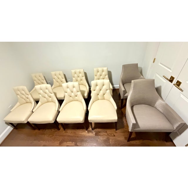 Baker Furniture Thomas Pheasant Ritz Dining Leather Chairs + Two Baker Hostess Chairs - Set of 10 For Sale - Image 11 of 15