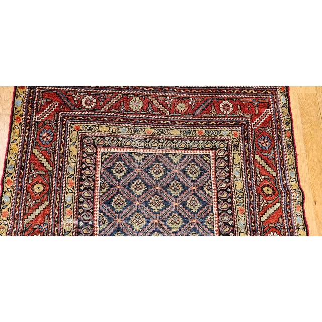 19th Century Persian Kurdish Gallery Rug, Hand-Knotted Wool, Allover Paisley Design, Navy & Red, 5x9 For Sale - Image 14 of 18