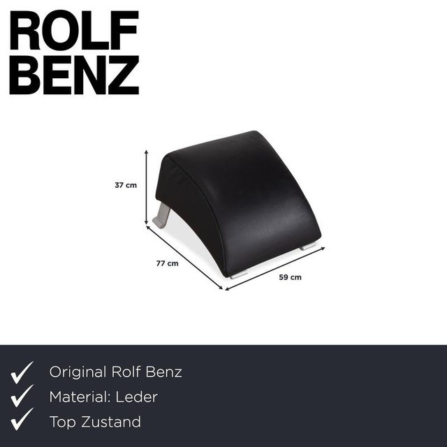 Modern Set of Model 322 Armchair and Ottoman in Black Leather from Rolf Benz For Sale - Image 3 of 18