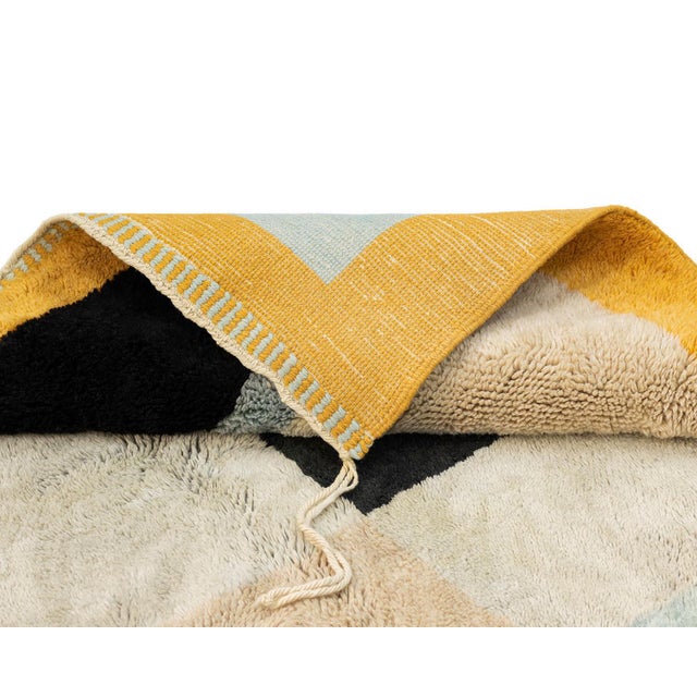 Premium Hand-Knotted Moroccan Wool Rug | 9'8" X 6'8" | One of a Kind For Sale - Image 4 of 9