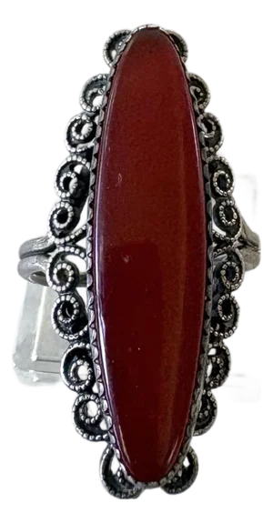 Vintage Sterling Silver and Carnelian Cocktail Ring