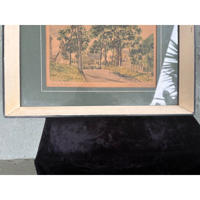 “Going to Church” – Antique Signed Framed American Watercolor, C. 1917 For Sale In Orlando - Image 6 of 10