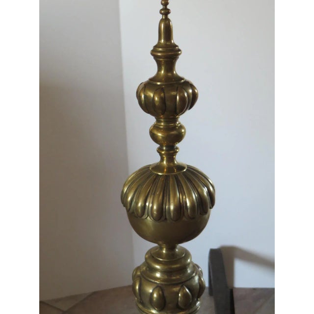 Antique Brass & Iron Andirons - a Pair With Iron Dogs For Sale - Image 10 of 11