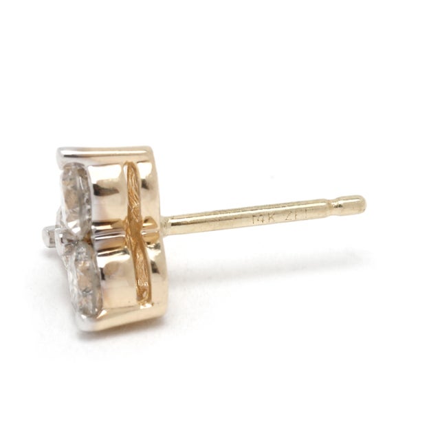 Stones: diamond, 6 round brilliant cut 3.5 mm 1 ctw IJ color/ I2-3 clarity Length: 7.6 mm Weight: 1.1 dwts. / 1.7 grams...