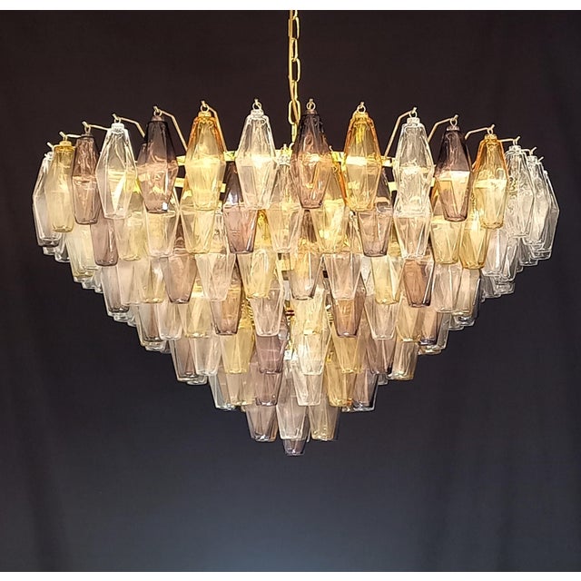 1960s Handmade Multicolored Polyhedron Glass Chandelier, 1962 For Sale - Image 5 of 13