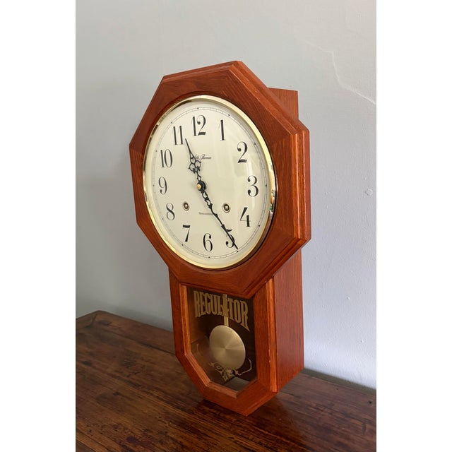 Late 20th Century Vintage Seth Thomas Regulator Wall Clock | Westminster Chime For Sale - Image 5 of 8