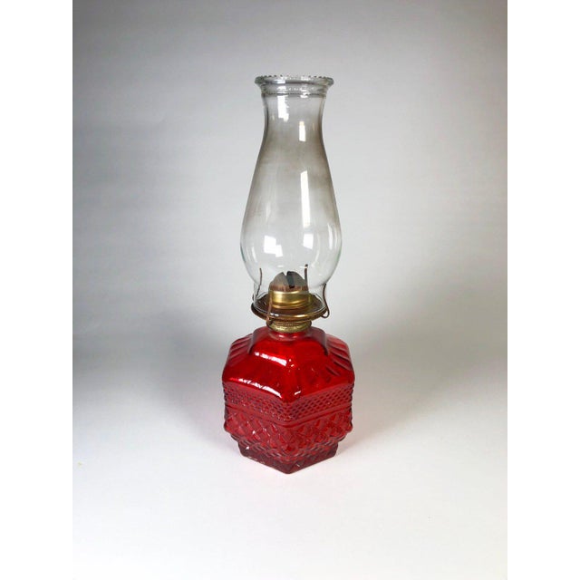 Antique Eagle Red Glass Hurricane Oil Lamp Chairish