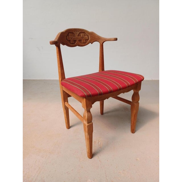 Original Brutalist Viking Dining Chairs in Oak by Henning Kjærnulf for EG, 1970s, Set of 8 For Sale - Image 10 of 12