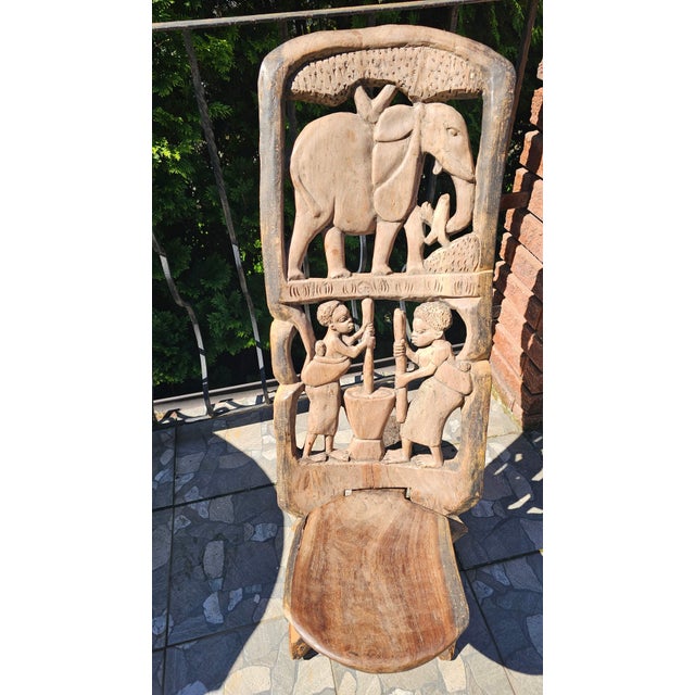 1960s Hand-Carved African Tribal Ceremonial Chair, 1950s For Sale - Image 5 of 13