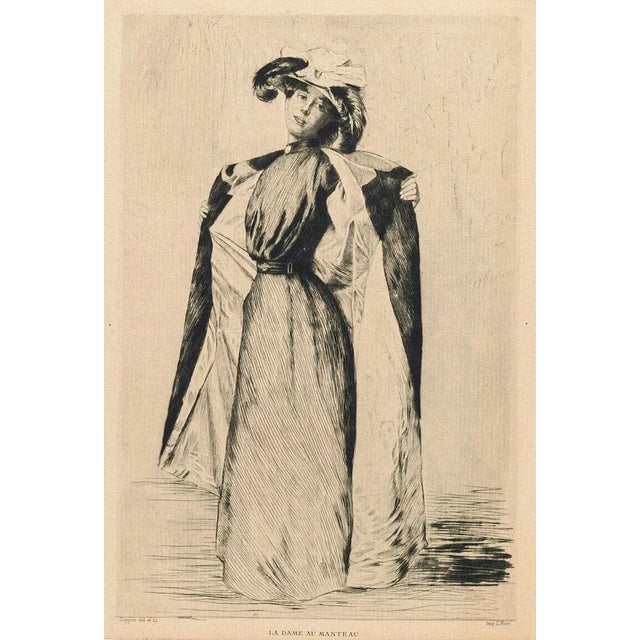 La Dame au Manteau - Original Etching by A.-C. Coppier - 1901 1901 For Sale - Image 3 of 3
