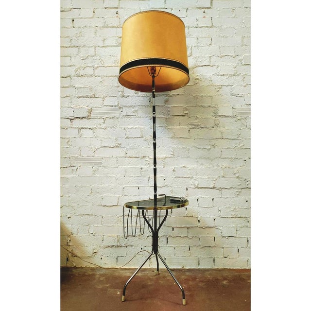 Black Mid-Century Lamp with Magazine Rack and Tray, 1950s For Sale - Image 8 of 8
