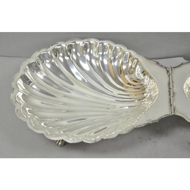 Vintage Regency Style Silver Plated Clam Shell Hinged Warmer With Floral Handle For Sale - Image 11 of 16