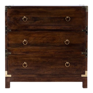 Forster Campaign 3 Drawer Dresser, Dark Brown For Sale