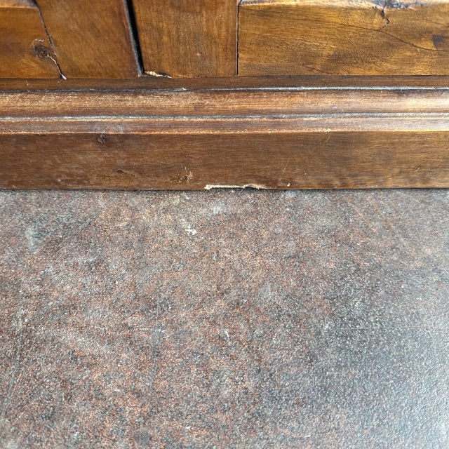 Belgian Brutalist Oak Cabinet W/ Wrought Iron Hinges – Paneled Doors, 62.75”h For Sale - Image 9 of 11