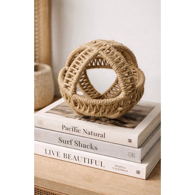 Mid 20th Century Hand-Wrapped Jute Rope Nautical Orb Sculpture | Coastal Modern Decor Object For Sale In Indianapolis - Image 6 of 6