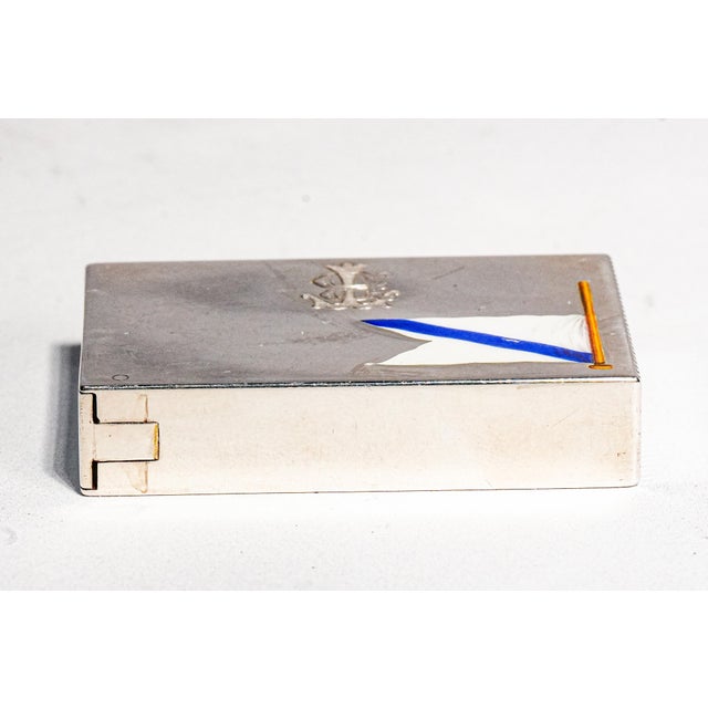 Lovely Sterling Silver Antique English Hand Painted Enamel Nautical Flag Victorian Match Safe Vesta Case Tobacciana For Sale - Image 12 of 14
