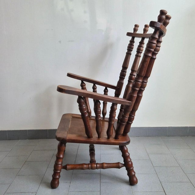 Vintage Brutalist Oak Armchairs with Spools, 1970s, Set of 2 For Sale - Image 9 of 17