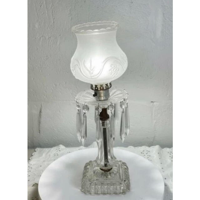 Early 20th Century Electrified Clear Luster Boudoir Lamps With Frosted Grape Shades - Pair For Sale In Greensboro - Image 6 of 12