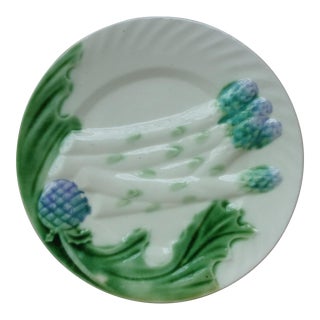 C.1890 French Majolica Asparagus Plate Salins For Sale