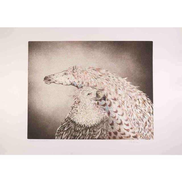 Benito Trolese, Eagle and Horse, 1990s, Etching For Sale - Image 3 of 3