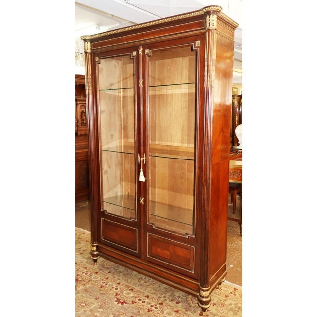 Late 19th Century Fine 19th Century French Kingwood Bronze Ormolu Armoire Vitrine China Cabinet For Sale - Image 5 of 10