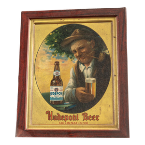 Early 20th Century Hudepohl Beer Self-Framed Tin Sign
