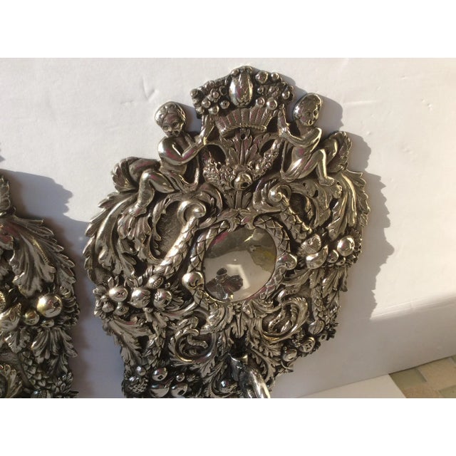 Antique Silvered Bronze Candle Wall Sconces For Sale In San Antonio - Image 6 of 6