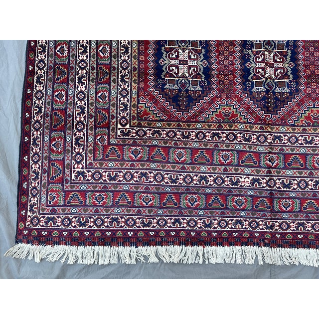 Red Afghan Ersari Hand-Knotted Wool Rug - 6'7" X 9'8" For Sale - Image 6 of 13