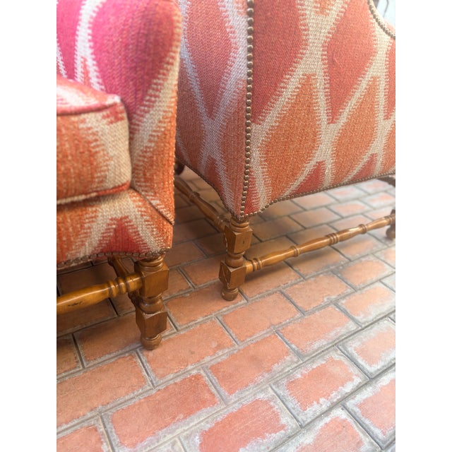 Late 20th Century Georgian Style Modern Wingback Chairs, a Pair For Sale - Image 12 of 14