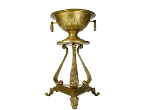 Vintage Tall Solid Brass Pedestal Footed Display Bowl/Candle Holder