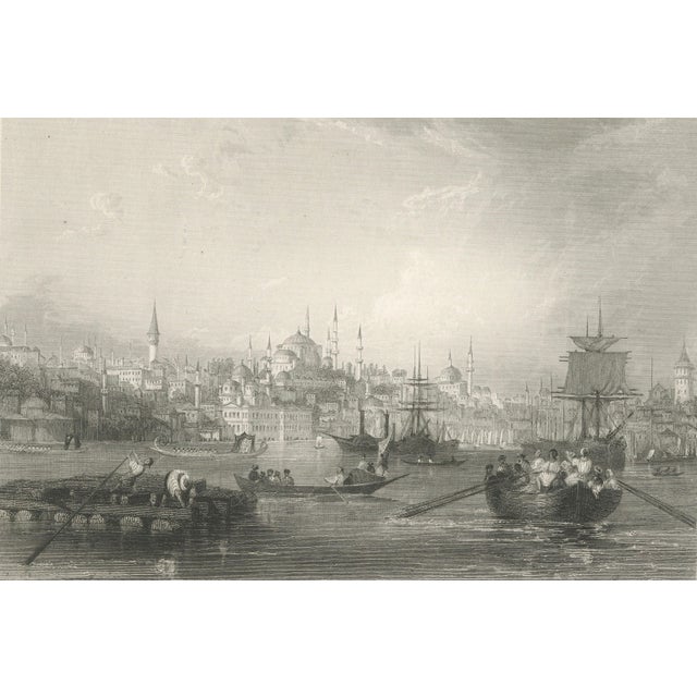 After Le Petit, Constantinople Bosphorus View, Ottoman Istanbul Panorama, 1860, Print For Sale - Image 4 of 9